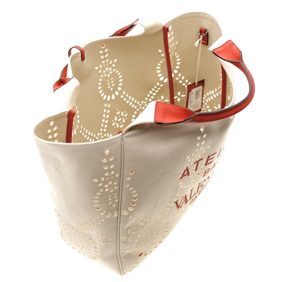 Valentino Garavani Atelier 08 Tote Shoulder Bag Large Beige Canvas New - Picture 5 of 8